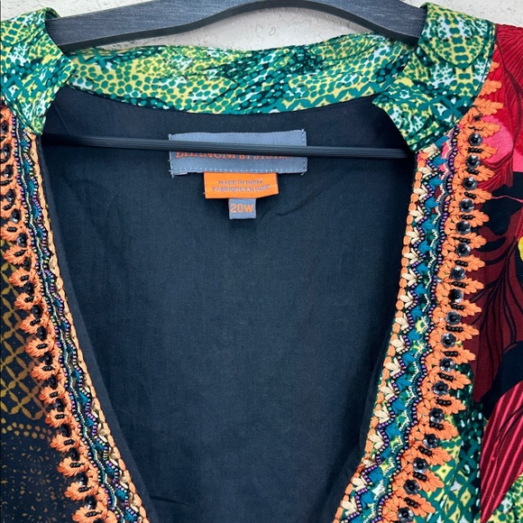 Boho Bhanuni by Jyoti Obsidian Mixed Print Boho Beaded V-Neck Maxi Dress Sz 20W - Picture 9 of 15